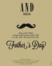 AND Men Father's Day Offer, Shop Worth Rs. 5000 & get a gift voucher worth Rs.500, 14 to 16 June 2013