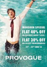 Provogue Monsoon Special Sale, Flat 40% off* on purchase above Rs.4999/-, Provogue Sale