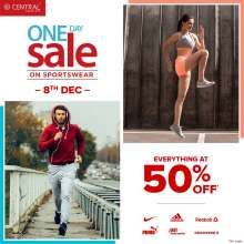One Day Sale on Sportswear - everything at 50% off at Central  8th December 2018