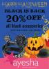 Halloween Offer - Black is Back, 20% off on all black accessories from 22 to 31 October 2012 at Ayesha Accessories Bangalore. Funk up your wardrobe this halloween with all-black accessories by Ayesha !