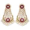 Embeded in 24 K Yellow Gold, earings with Meenakari, coloured stones, south sea pearls and diamond polki by Bikaneri Jewels